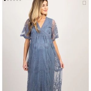 Blue Lace Maternity Dress